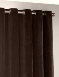 YARD Chenille Velvet Eyelet Curtains Dark Brown