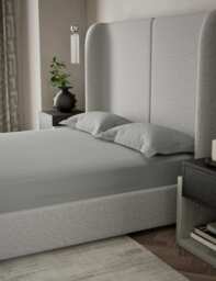 M&S X Kelly Hoppen 500TC Cotton Sateen Deep Fitted Sheet Grey