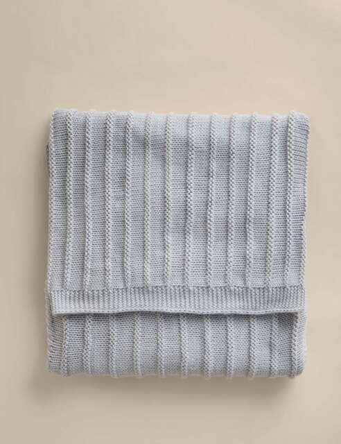 M&S Ribbed Knitted Throw Grey