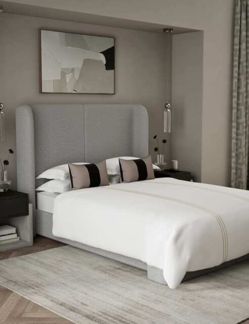 M&S X Kelly Hoppen Baretta Stitch Bedding Set - 6FT - Taupe Mix, Taupe Mix,Black Mix