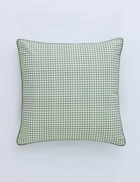 MM Linen Linen Mix Gingham Cushion Green Mix