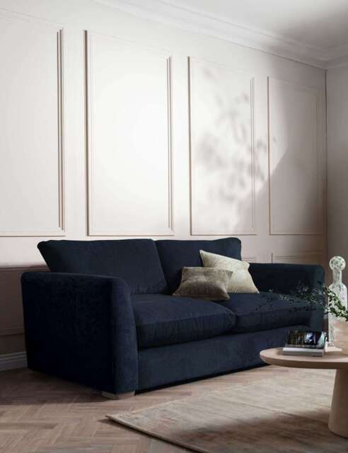 BARKER AND STONEHOUSE Palmer Textured Chenille 3 Seater Sofa Navy