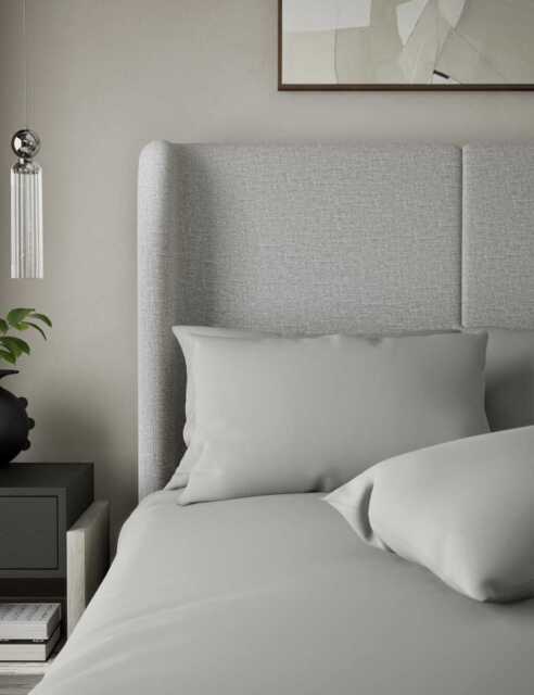 M&S X Kelly Hoppen 2 Pack 500 Thread Count Cotton Sateen Pillowcases Grey
