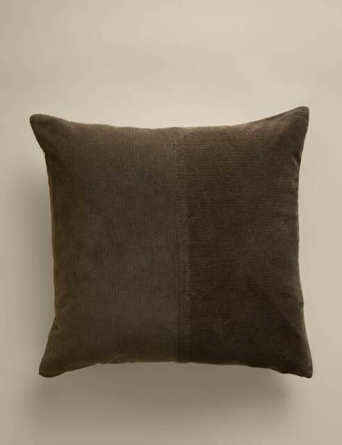 M&S Pure Cotton Washed Cord Cushion Khaki