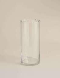 M&S Medium Cylinder Frill Top Glass Vase Clear