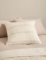 M&S Pure Cotton Striped Cushion White
