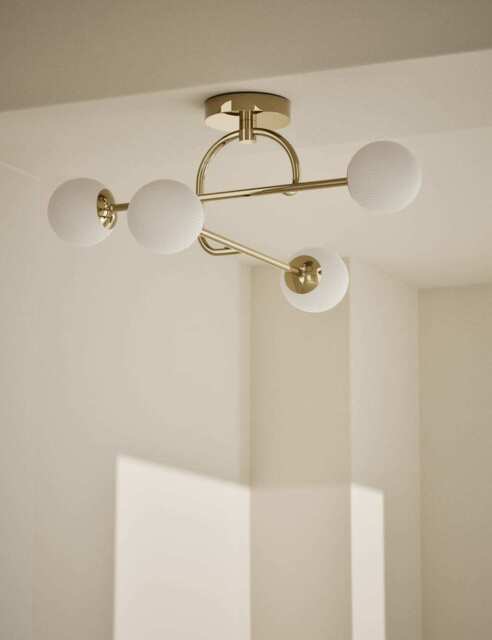 M&S Parker Flush Ceiling Light Antique Brass
