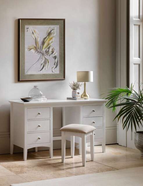 Gallery Direct Hastings White Dressing Table & Stool Soft White