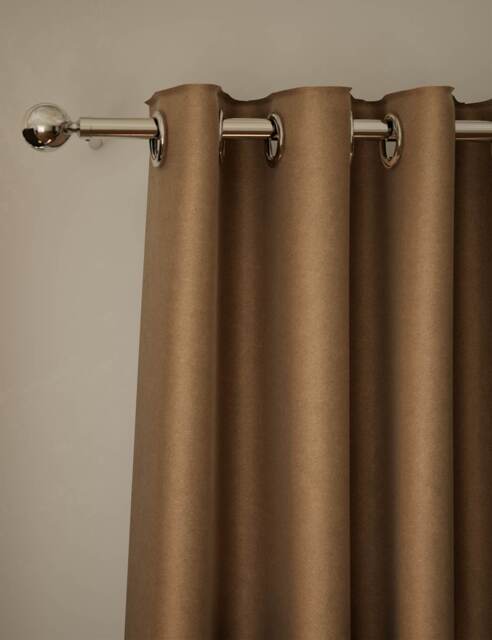 M&S Velvet Eyelet Ultra Thermal Curtains Bronze
