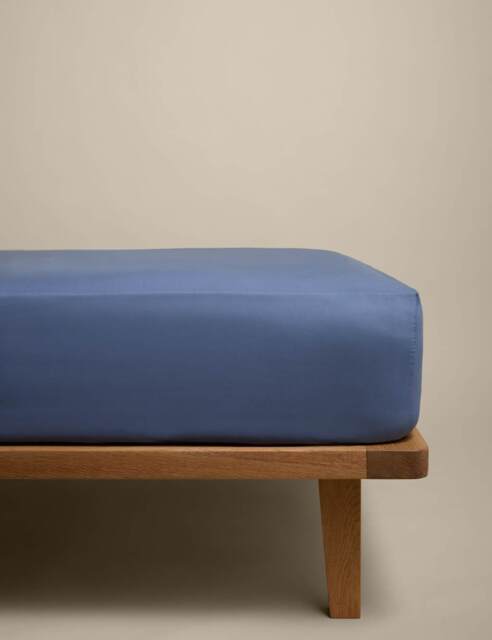 M&S Cotton Rich Deep Fitted Sheet Slate Blue