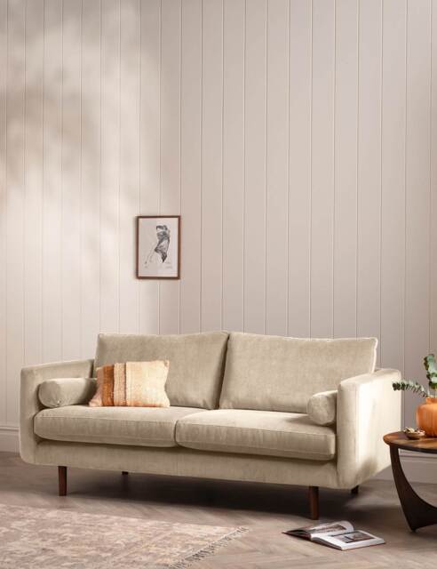 BARKER AND STONEHOUSE Moore Chenille Large 3 Seater Sofa Neutral