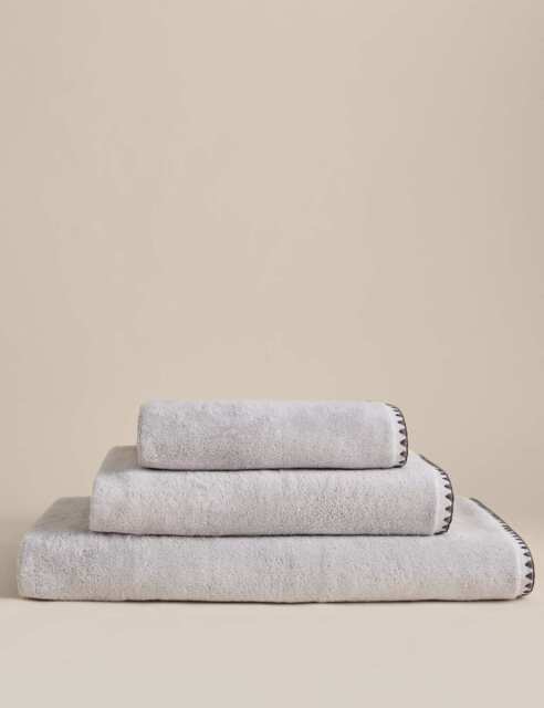M&S Egyptian Cotton Blanket Stitch Towel Dove
