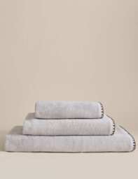 M&S Egyptian Cotton Blanket Stitch Towel Dove