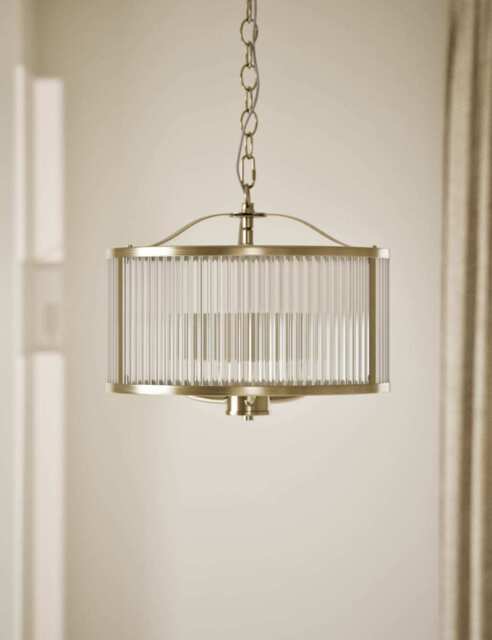 M&S Monroe Pendant Light Antique Brass