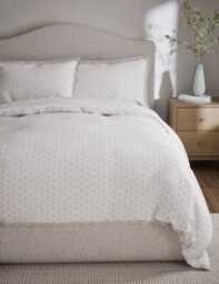 M&S Pure Cotton Spotty Jacquard Bedding Set Grey Mix