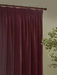 YARD Chenille Velvet Pencil Pleat Curtains Dark Burgundy