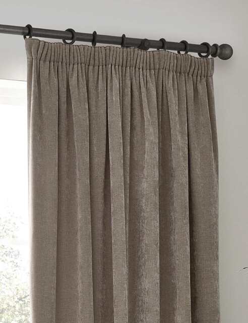YARD Chenille Velvet Pencil Pleat Curtains Taupe