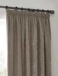YARD Chenille Velvet Pencil Pleat Curtains Taupe