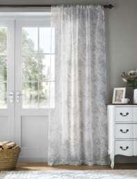 Laura Ashley Tuileries Sheer Voile Curtains Light Grey Mix
