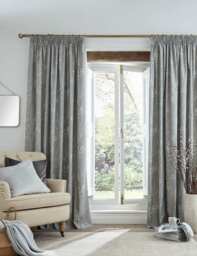 Laura Ashley Pussy Willow Pure Cotton Pencil Pleat Curtains Dark Grey