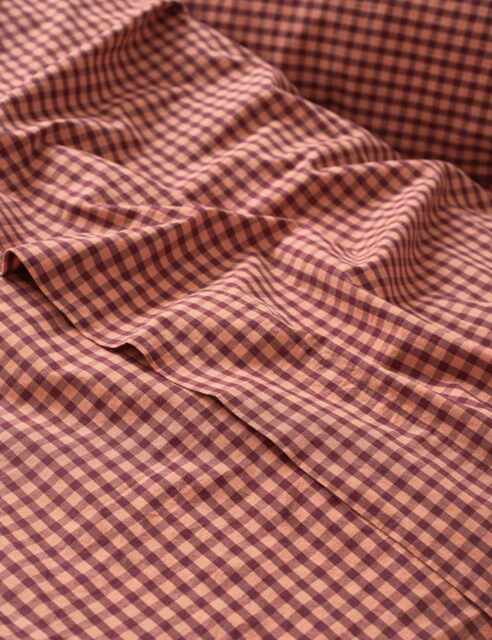 Piglet In Bed Pure Cotton Gingham Flat Sheet Brown Mix