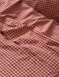 Piglet In Bed Pure Cotton Gingham Flat Sheet Brown Mix