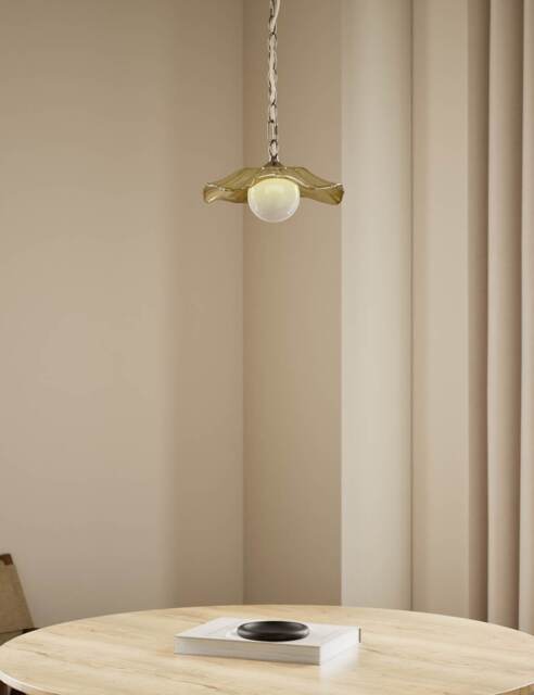 M&S Ombre Glass Flower Pendant Light Antique Brass