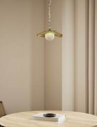 M&S Ombre Glass Flower Pendant Light Antique Brass