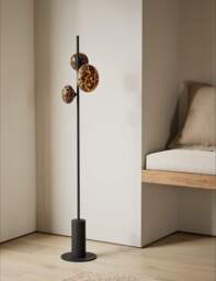 M&S Rechargeable Tortoiseshell 3 Light Floor Lamp Black