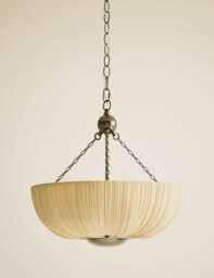 M&S Pleated Fabric Uplighter Pendant Light Antique Brass