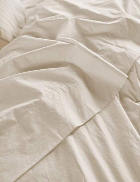 Piglet In Bed Pure Washed Cotton Percale Flat Sheet Cream