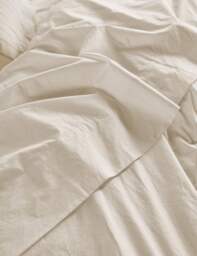 Piglet In Bed Pure Washed Cotton Percale Flat Sheet Cream