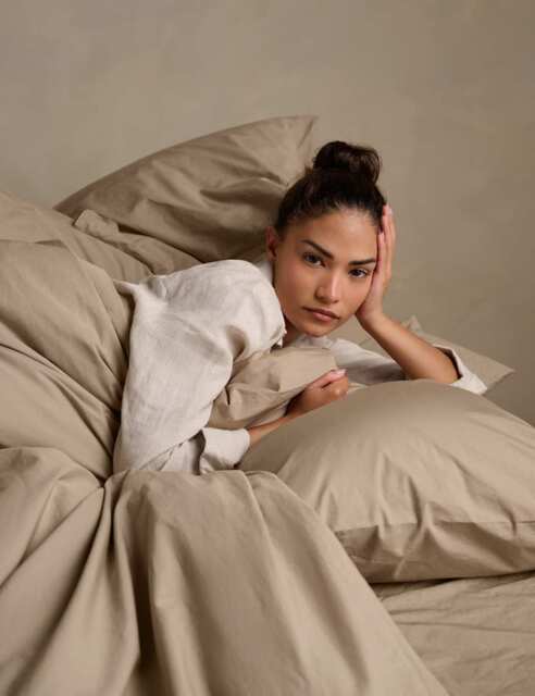 Bedfolk Washed Cotton 300 Thread Count Flat Sheet Light Brown
