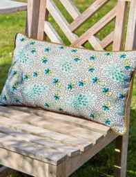 LAND & SHORE Pure Cotton Floral Outdoor Cushion Blue Mix