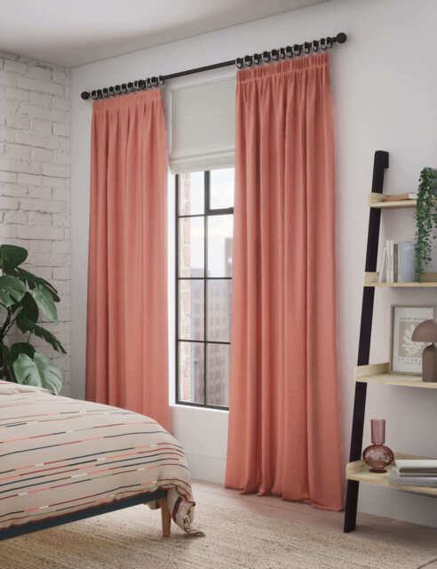M&S Collection Pure Cotton Pencil Pleat Curtains - EW90 - Clay, Neutral,Green,Clay,Stone