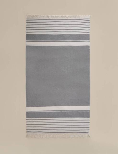 M&S Pure Cotton Hammam Beach Towel Black Mix