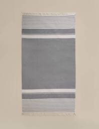M&S Pure Cotton Hammam Beach Towel Black Mix