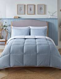 Nightlark Gingham 10.5 Tog Coverless Duvet Set Light Blue