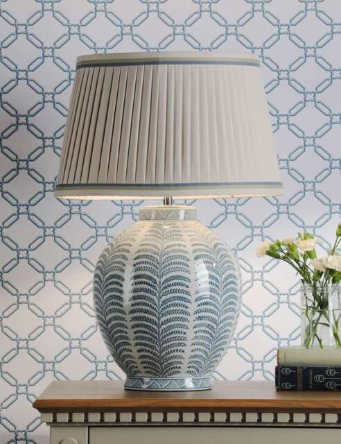 Laura Ashley Stannard Leaf Print Table Lamp Blue
