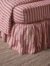 Piglet In Bed Linen Rich Pembroke Striped Valance Sheet Red Mix
