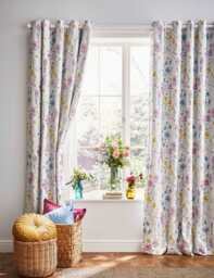 Laura Ashley Wild Meadow Pure Cotton Eyelet Blackout Curtains Multi
