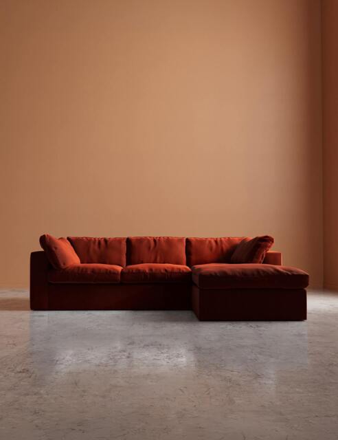 Swoon Crushed Velvet Right Hand Chaise Sofa Red