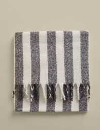 M&S Faux Mohair Striped Throw Grey