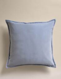 M&S Pure Cotton Velvet Cushion Dusty Blue