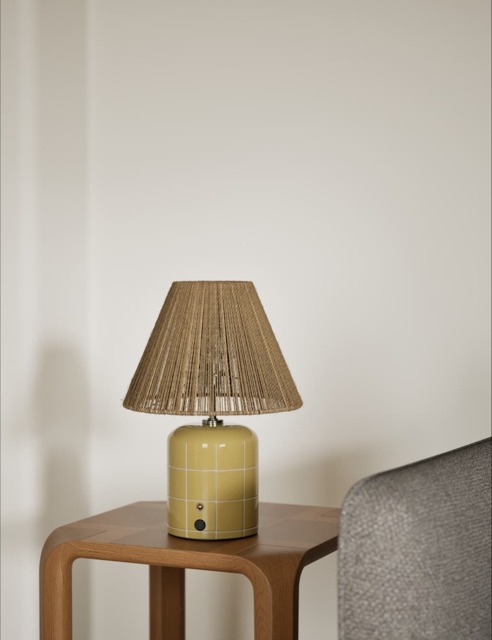 M&S Rechargeable Ceramic Tile Table Lamp Ochre