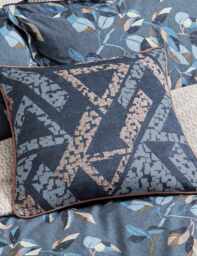Bedeck of Belfast Pure Cotton Textured Geometric Cushion Navy Mix