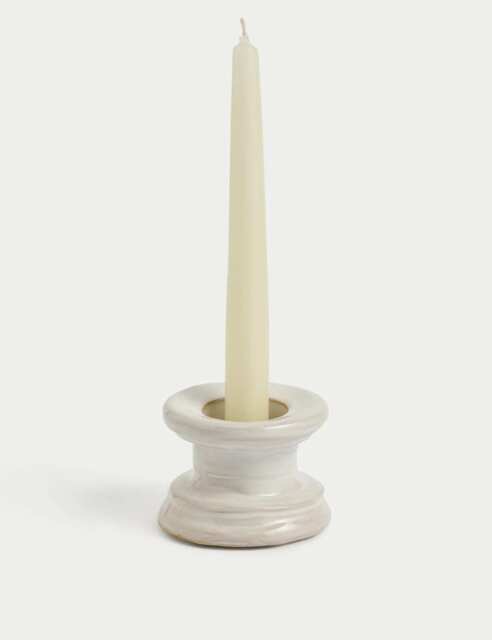 M&S Ceramic Dinner Candle & Tealight Holder White