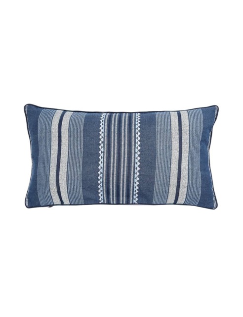 Bedeck of Belfast Kayah/Liyana Pure Cotton Striped Cushion Indigo Mix