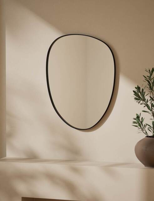 M&S Pebble Metal Curved Wall Mirror Black