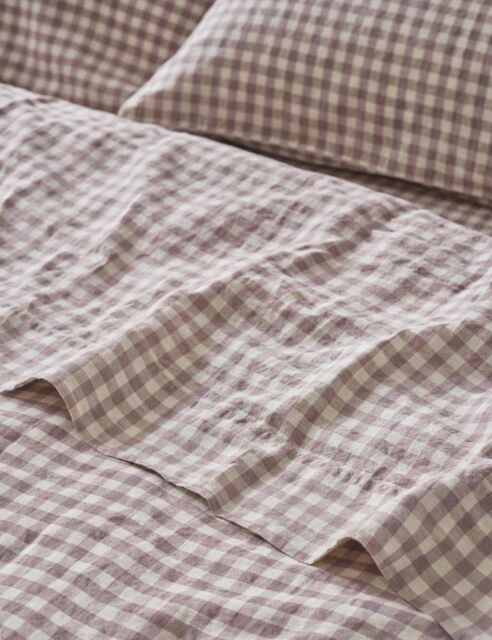 Piglet In Bed Linen Rich Gingham Flat Sheet Pink Mix